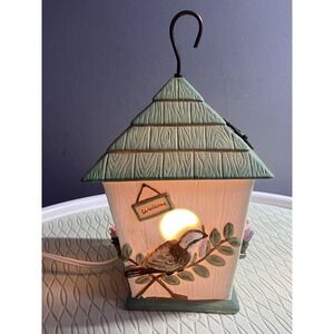 Vtg. Pfaltzgraff Portfolio Naturewood Cottage Birdhouse Ceramic Electric‎ light